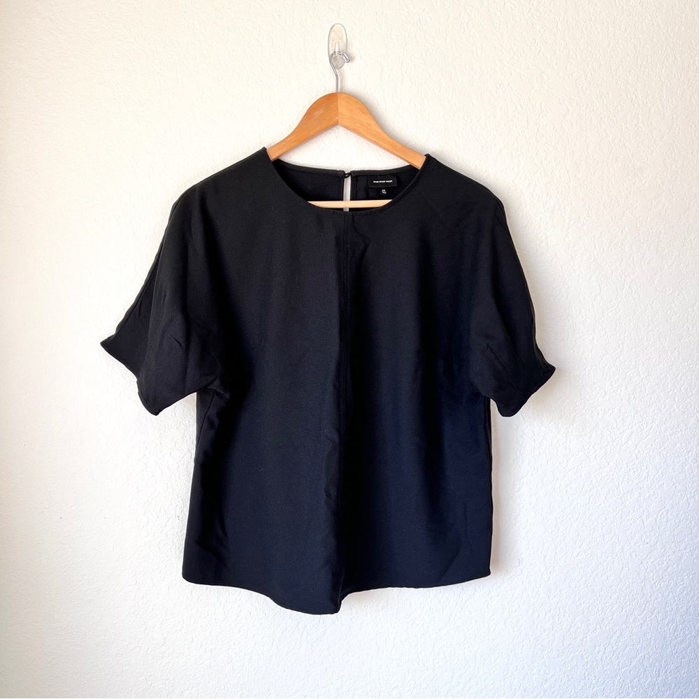 Who What Wear Black Boxy Short Sleeve Top Size Medium